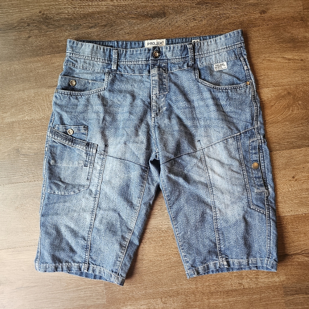 Projek Raw Y2K Jean Shorts Jorts Size 38” SouthPole Jnco Style